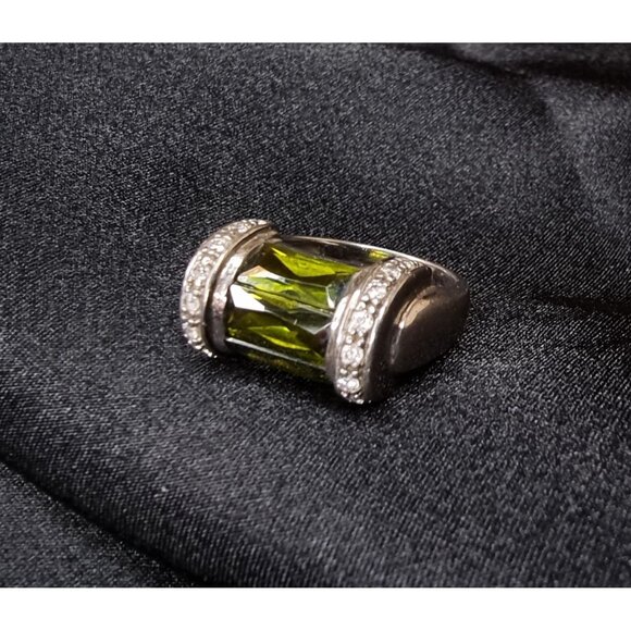 Vintage Sterling Silver 925 Ring W/ Green Glass Stone Size 6.5 - Picture 4 of 7